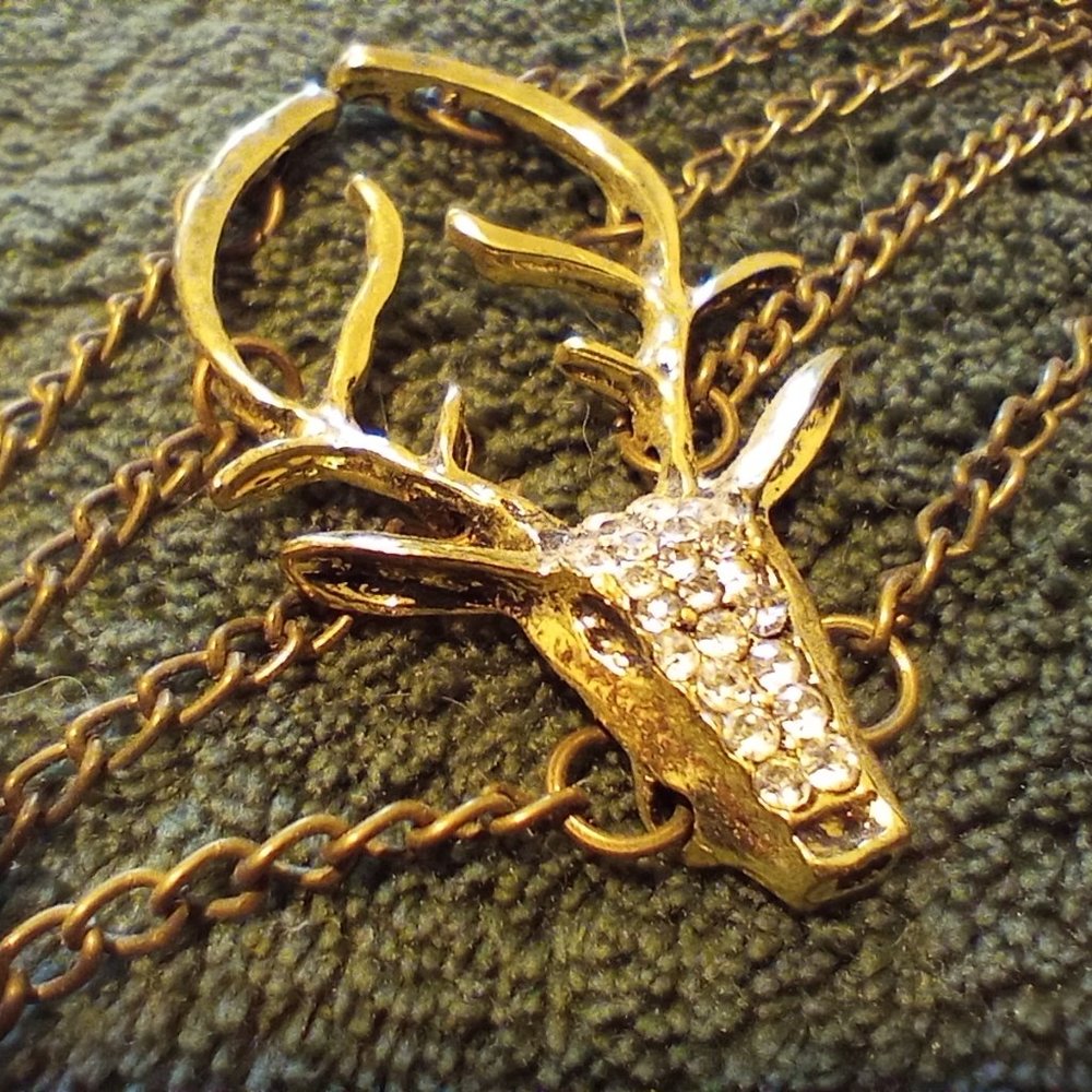 Gold and Rhinestone Deer Bracelet